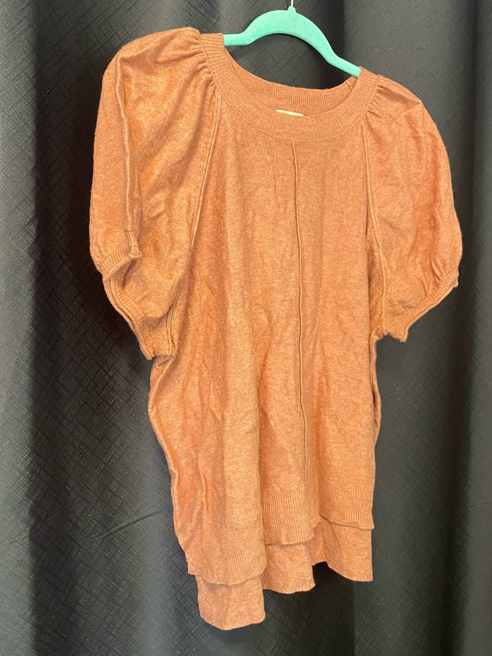 Universal Thread Rust Short Puff Sleeve Knit Top